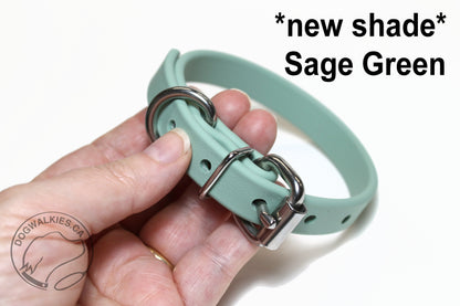 Sage Green Biothane Dog Collar - 5/8"(16mm) wide