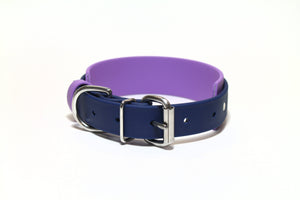 *New Style Biothane Dog Collar in Two Tone - 1.5 inch (38mm) and 1 inch (25mm) wide