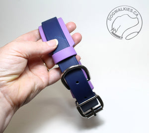 *New Style Biothane Dog Collar in Two Tone - 1.5 inch (38mm) and 1 inch (25mm) wide