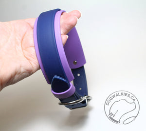 *New Style Biothane Dog Collar in Two Tone - 1.5 inch (38mm) and 1 inch (25mm) wide