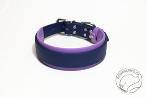 *New Style Biothane Dog Collar in Two Tone - 1.5 inch (38mm) and 1 inch (25mm) wide