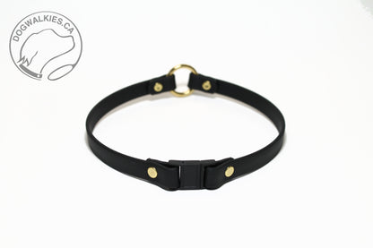 Dog Collar with Breakaway Buckle and O ring - Genuine Biothane Vegan Leather - 12mm (1/2") width - O Ring Collar