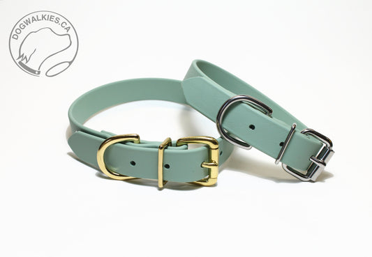 Sage Green Biothane Dog Collar - 1 inch (25mm) wide