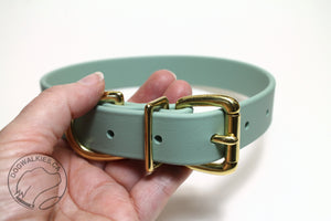 Sage Green Biothane Dog Collar - 1 inch (25mm) wide