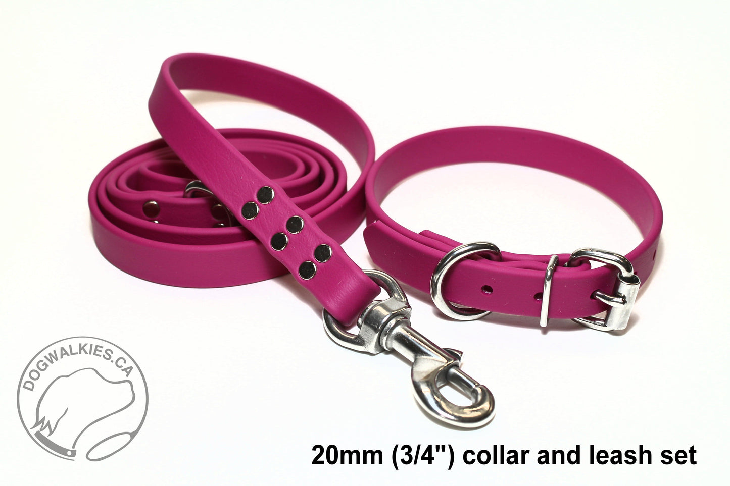 Medium Dog Collar in Genuine Biothane - 20mm (3/4") width - 40 colours