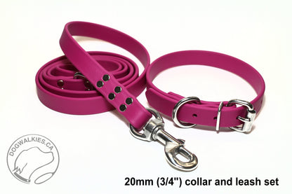 Medium Dog Collar in Genuine Biothane - 20mm (3/4") width - 40 colours