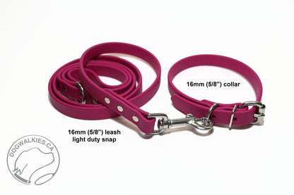 Raspberry Biothane Dog Leash - Regular 16mm (5/8") width
