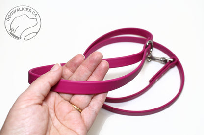 Raspberry Biothane Dog Leash - Regular 16mm (5/8") width