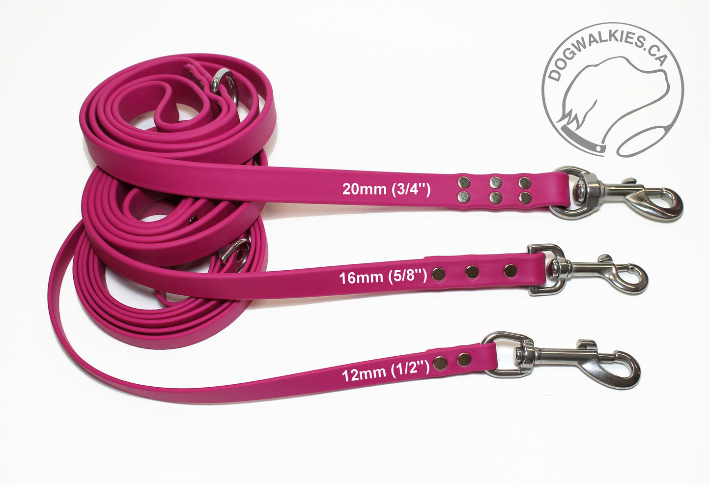 Raspberry Biothane Dog Leash - Regular 16mm (5/8") width