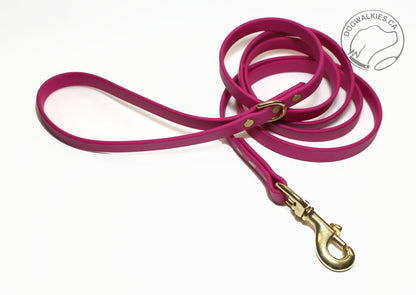 Raspberry Biothane Dog Leash - Regular 16mm (5/8") width