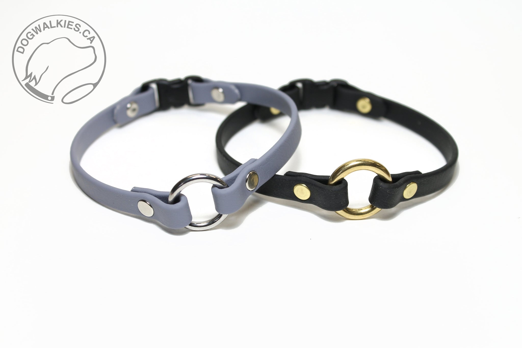 Thinner O-ring Dog Collar with Breakaway Buckle - Genuine Biothane Vegan Leather - 12mm (1/2") width - O Ring Collar