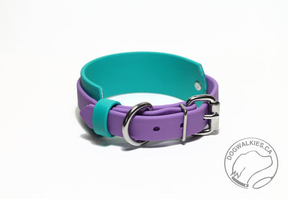 Thinner Style Biothane Dog Collar in Two Tone - 1.5 inch (38mm) and 3/4" (20mm) wide (Copy)