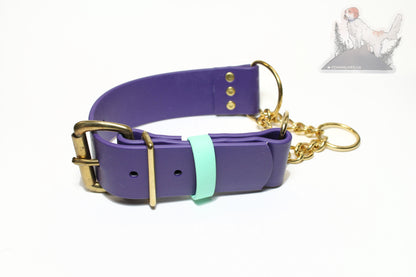 Extra Wide Waterproof Chain Martingale Dog Collar - 1.5" (38mm) wide Biothane