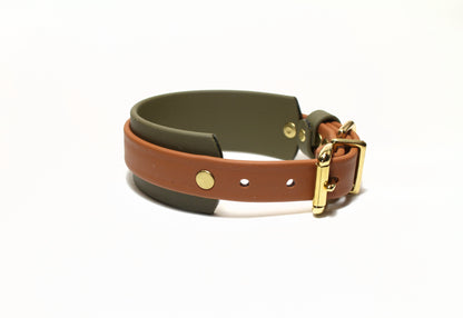 Thinner Style Biothane Dog Collar in Two Tone - 1.5 inch (38mm) and 3/4" (20mm) wide (Copy)