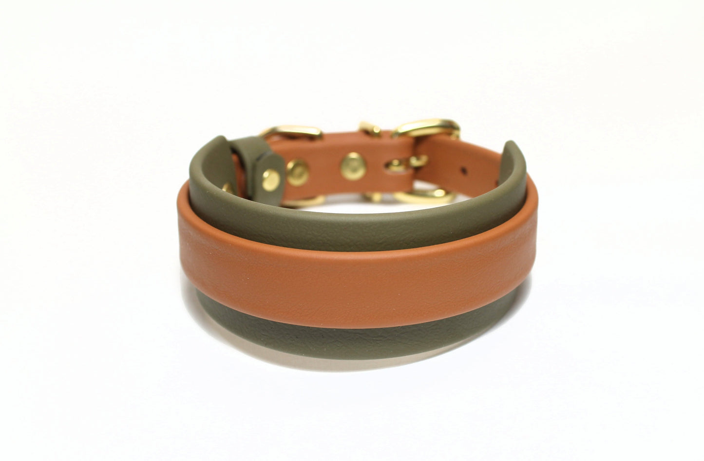 Thinner Style Biothane Dog Collar in Two Tone - 1.5 inch (38mm) and 3/4" (20mm) wide (Copy)