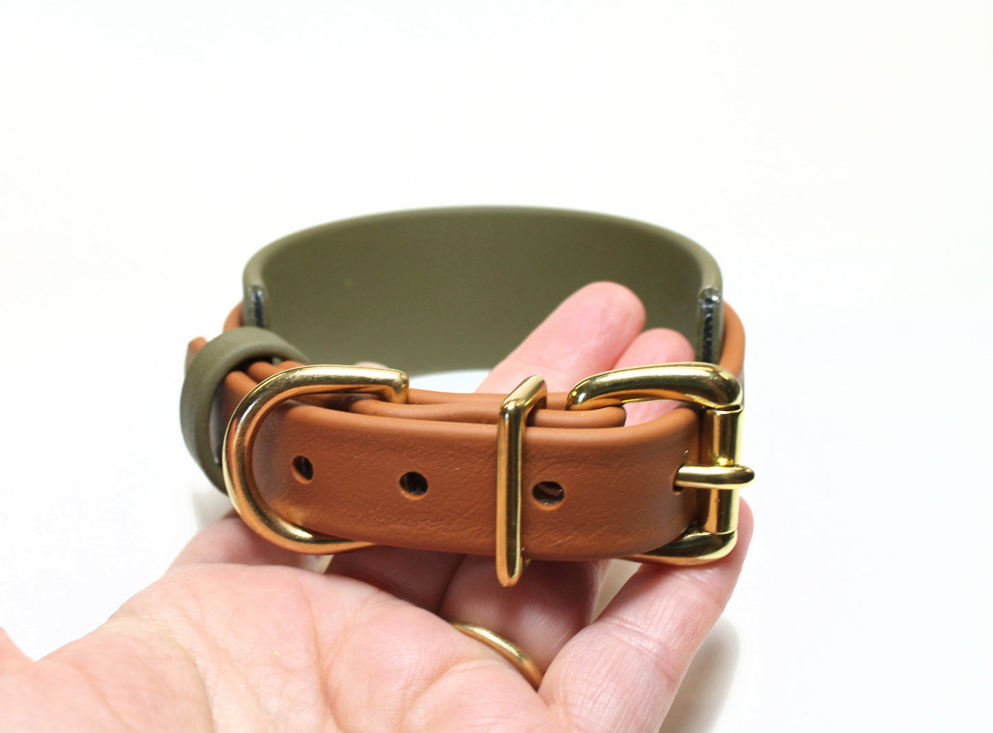 Thinner Style Biothane Dog Collar in Two Tone - 1.5 inch (38mm) and 3/4" (20mm) wide (Copy)
