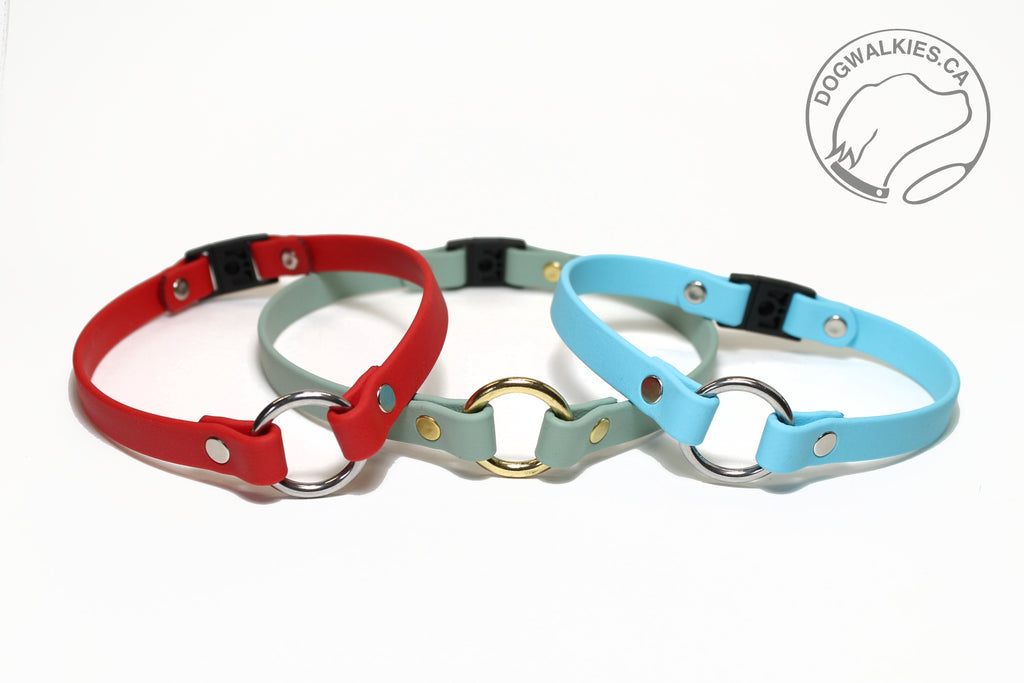 Dog Collar with Breakaway Buckle and O ring - Genuine Biothane Vegan Leather - 12mm (1/2") width - O Ring Collar