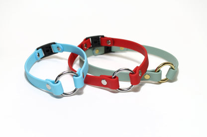 Dog Collar with Breakaway Buckle and O ring - Genuine Biothane Vegan Leather - 12mm (1/2") width - O Ring Collar