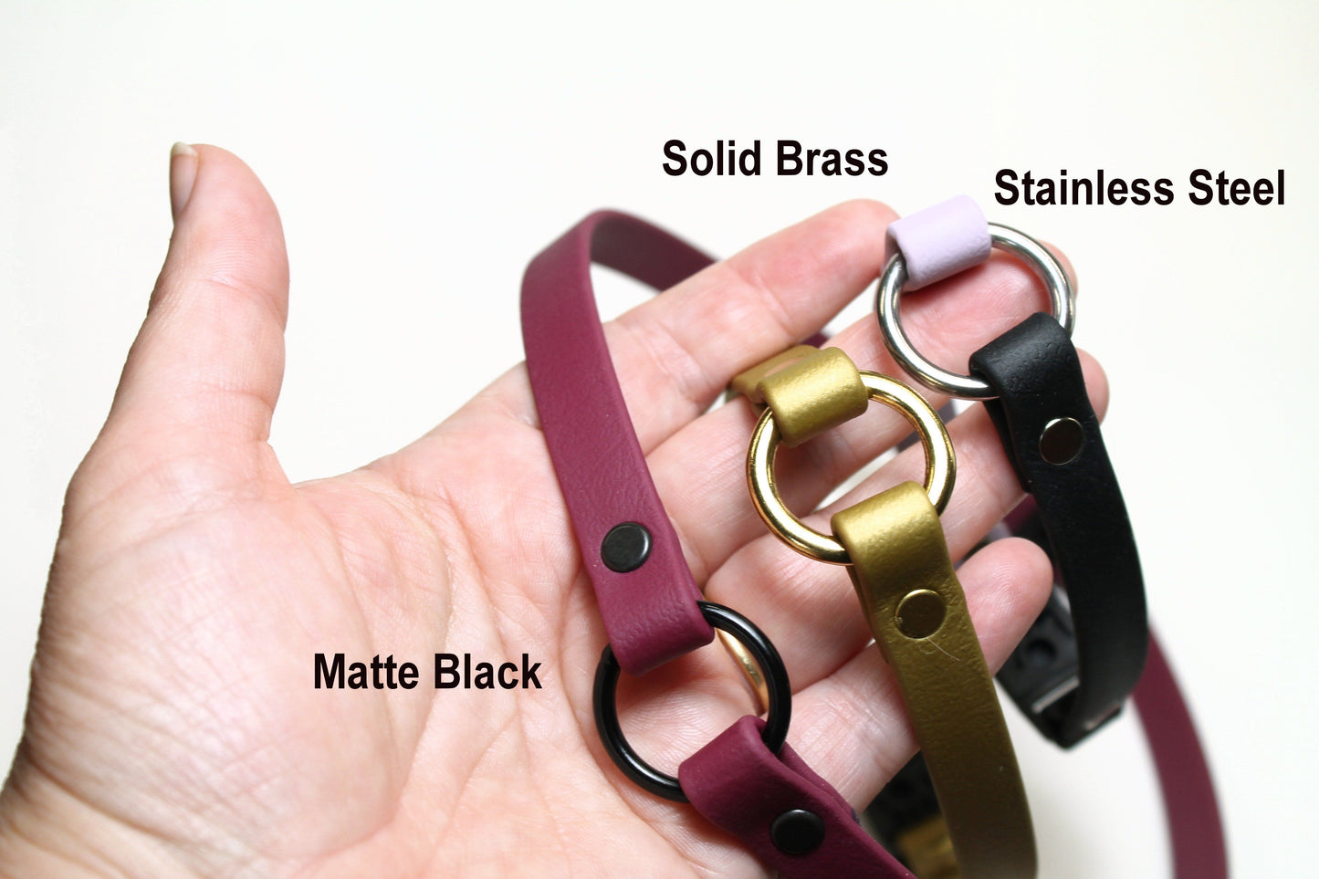 Dog Collar with Breakaway Buckle and O ring - Genuine Biothane Vegan Leather - 12mm (1/2") width - O Ring Collar