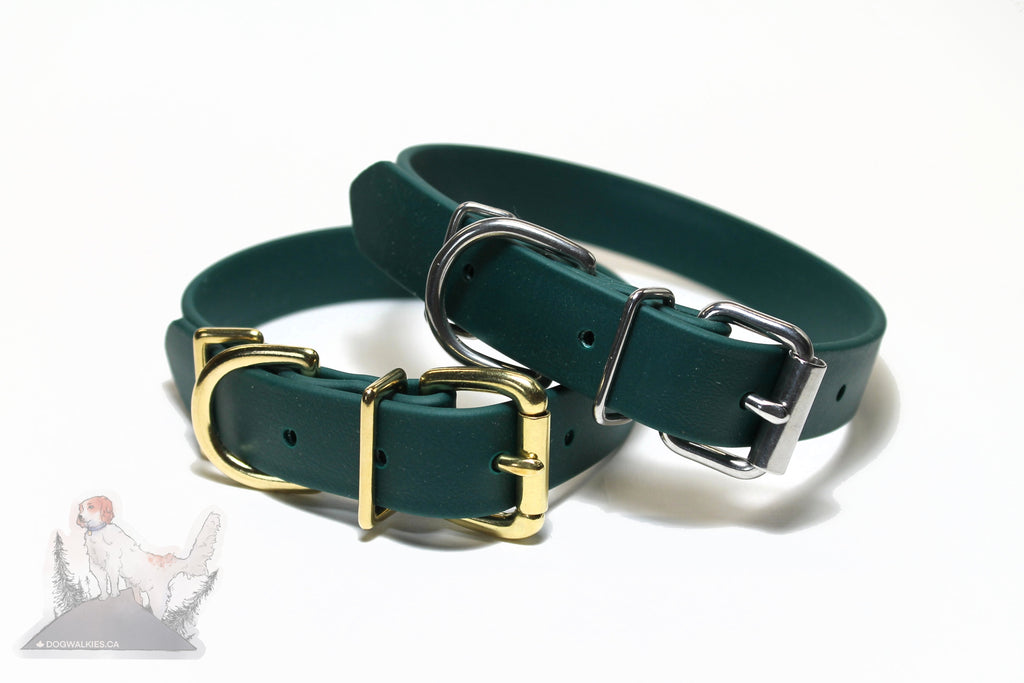 Pine Green Biothane Dog Collar - 1 inch (25mm) wide