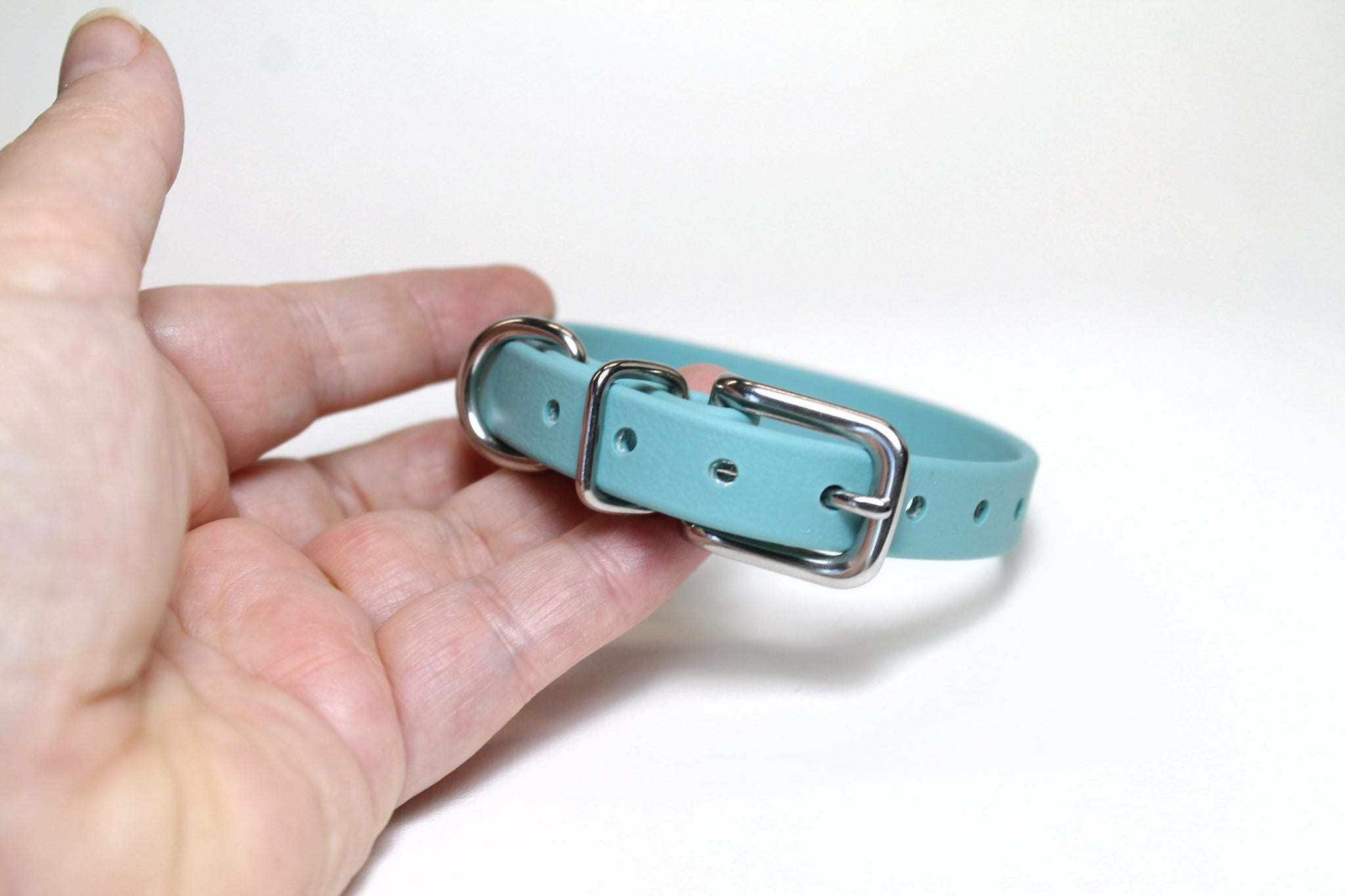 **NEW Dusty Turquoise Biothane Small Dog Collar - 1/2" (12mm) wide