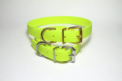Neon Yellow Biothane Dog Collar - 1 inch (25mm) wide