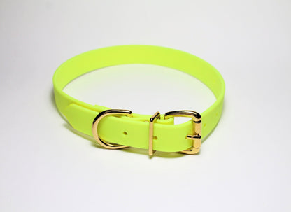 Neon Yellow Biothane Dog Collar - 1 inch (25mm) wide