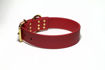 Chili Red Biothane Dog Collar - Extra Wide - 1.5 inch (38mm) wide