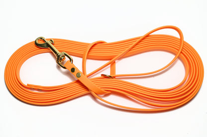 Lighter Weight Waterproof Tracking Recall Long Line - leash for smaller dog or cats - 3/8" (9mm) Biothane