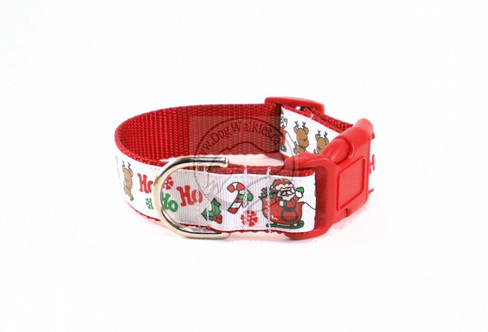 Santa and Reindeer - nylon dog collar