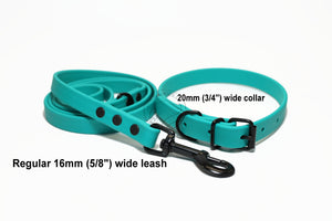 Matte Black Hardware Biothane Dog Collar - 35 colours - all sizes & widths