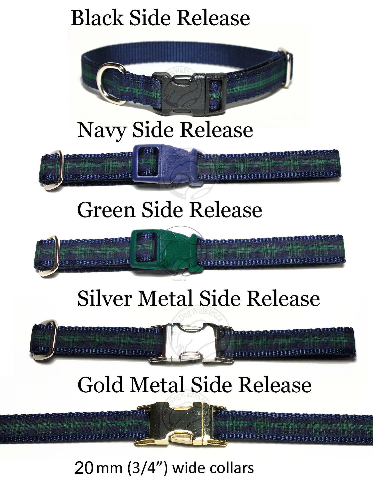 Blackwatch green edge clan tartan - dog collar