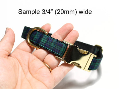 Blackwatch green edge clan tartan - dog collar