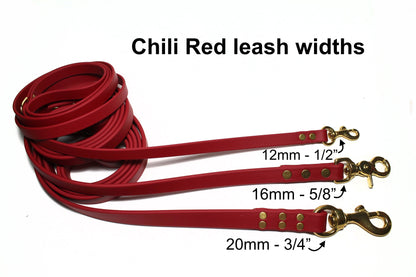 Chili Red Biothane Large Dog Leash - 3/4" (20mm) wide