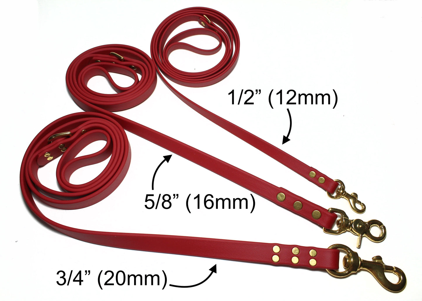 Chili Red Biothane Dog Leash - Regular 16mm (5/8") width