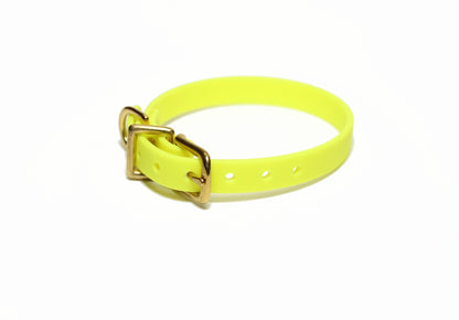 Neon Yellow Biothane Small Dog Collar - 1/2" (12mm) wide