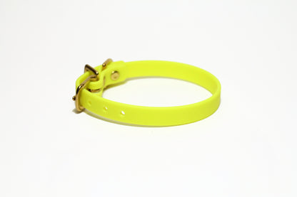 Neon Yellow Biothane Small Dog Collar - 1/2" (12mm) wide