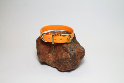 Bright Pumpkin Orange Biothane Small Dog Collar - 1/2" (12mm) wide