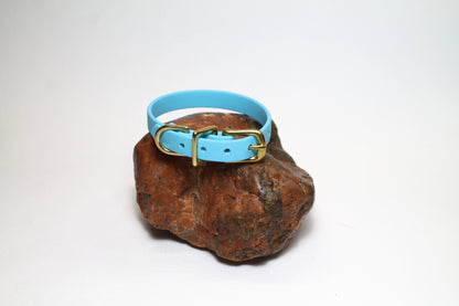 Frozen Blue Biothane Small Dog Collar - 1/2" (12mm) wide