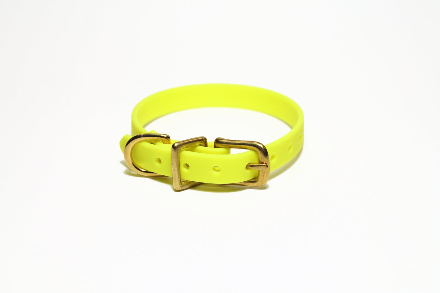 Neon Yellow Biothane Small Dog Collar - 1/2" (12mm) wide