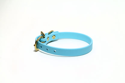 Frozen Blue Biothane Small Dog Collar - 1/2" (12mm) wide