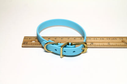 Frozen Blue Biothane Small Dog Collar - 1/2" (12mm) wide