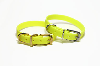 Neon Yellow Biothane Small Dog Collar - 1/2" (12mm) wide