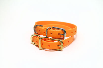 Bright Pumpkin Orange Biothane Small Dog Collar - 1/2" (12mm) wide
