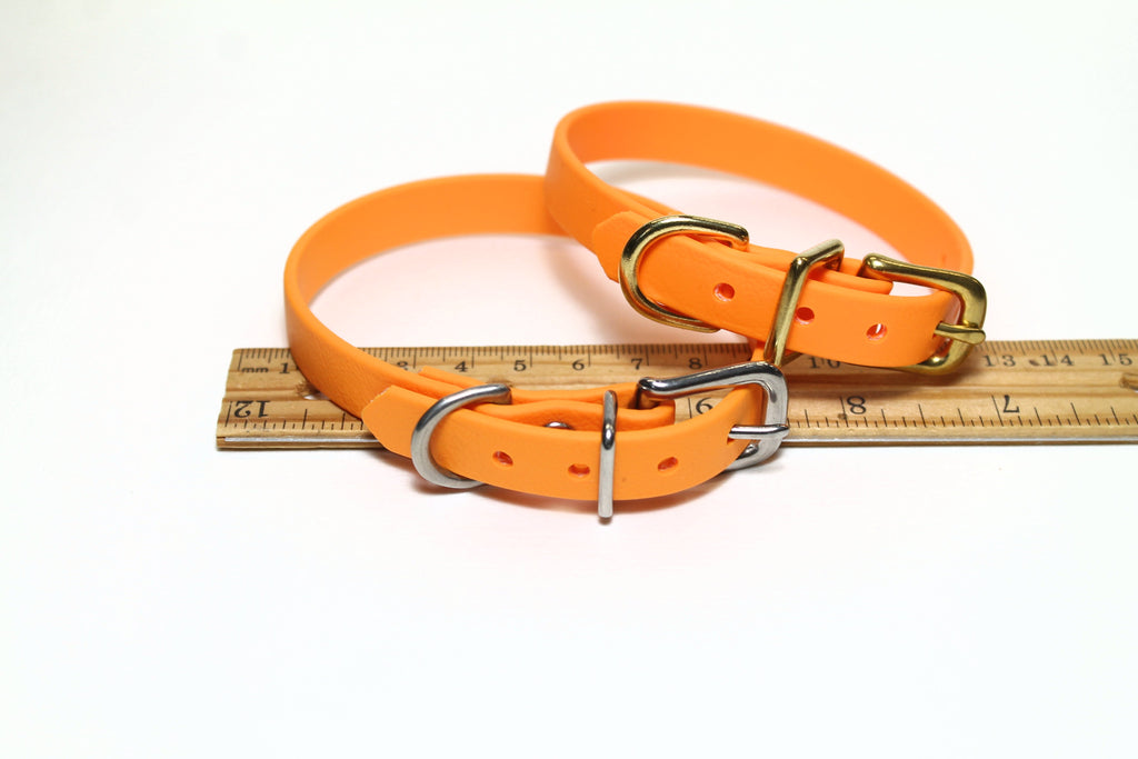 Bright Pumpkin Orange Biothane Small Dog Collar - 1/2" (12mm) wide