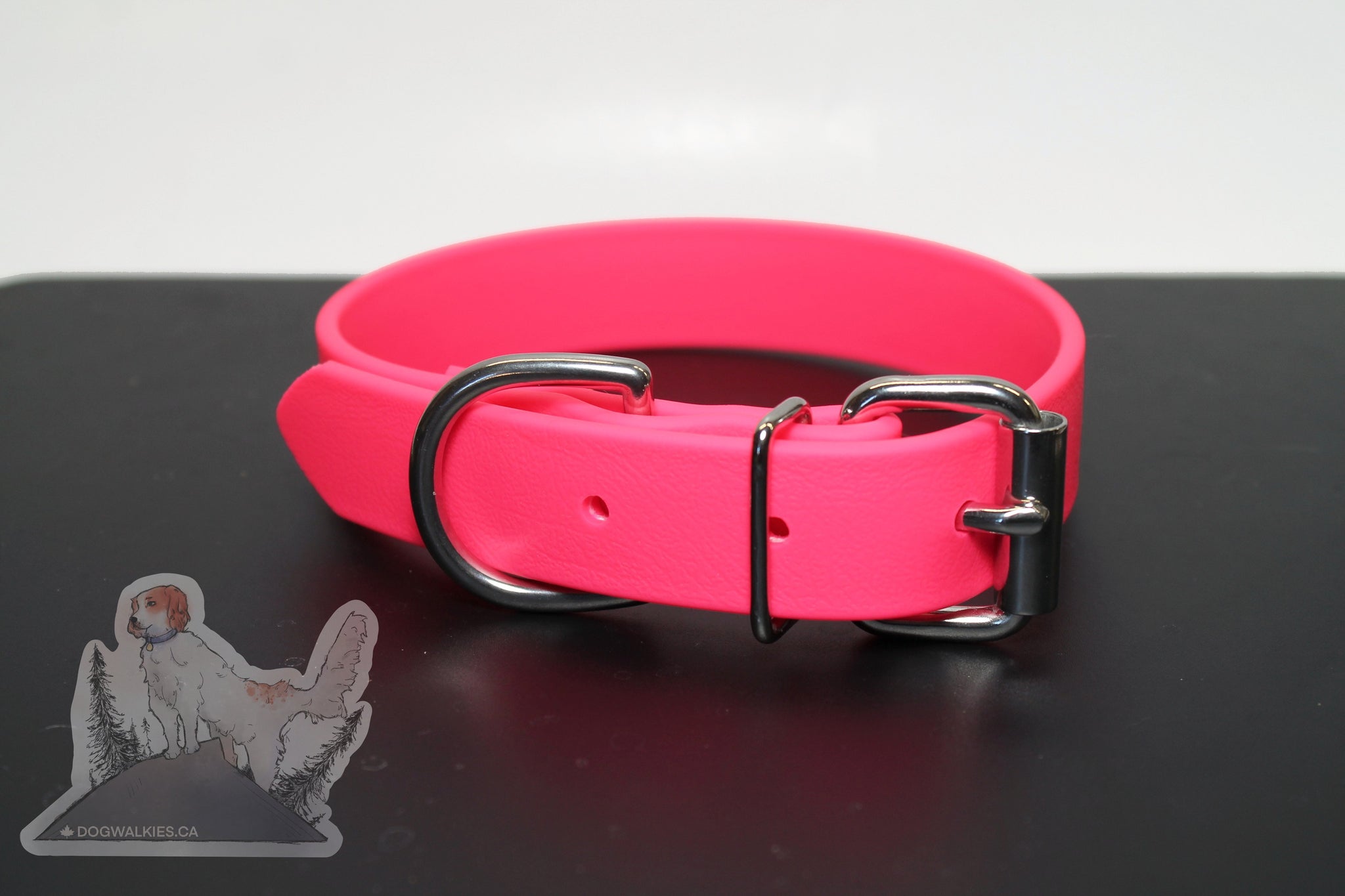 Neon Pink Biothane Dog Collar - 1 inch (25mm) wide