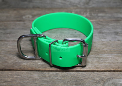 Neon Apple Green Biothane Dog Collar - Extra Wide - 1.5 inch (38mm) wide