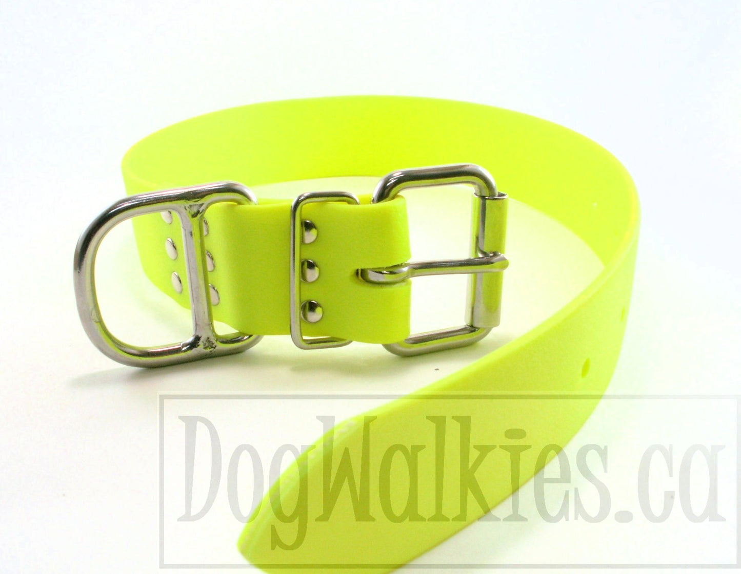 Neon Yellow Biothane Dog Collar - Extra Wide - 1.5 inch (38mm) wide