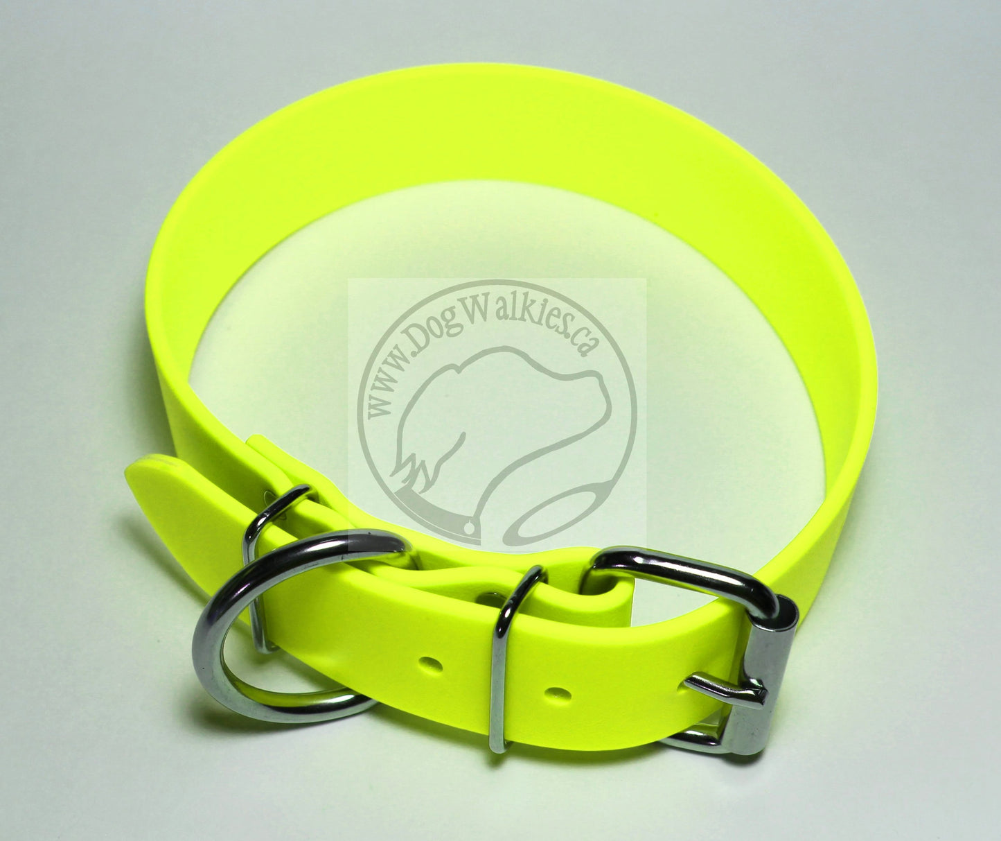 Neon Yellow Biothane Dog Collar - Extra Wide - 1.5 inch (38mm) wide
