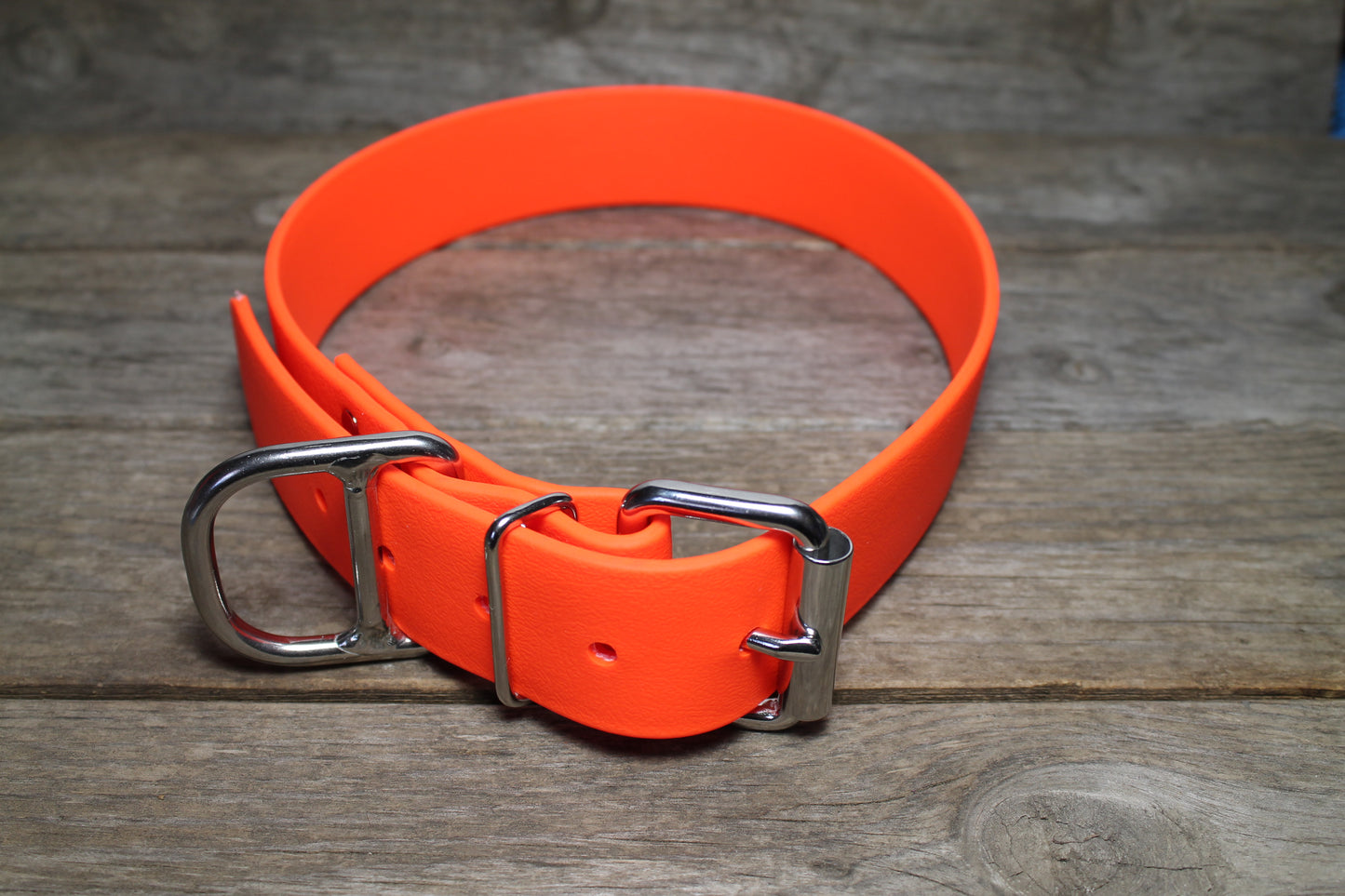 Neon Orange Biothane Dog Collar - Extra Wide - 1.5 inch (38mm) wide